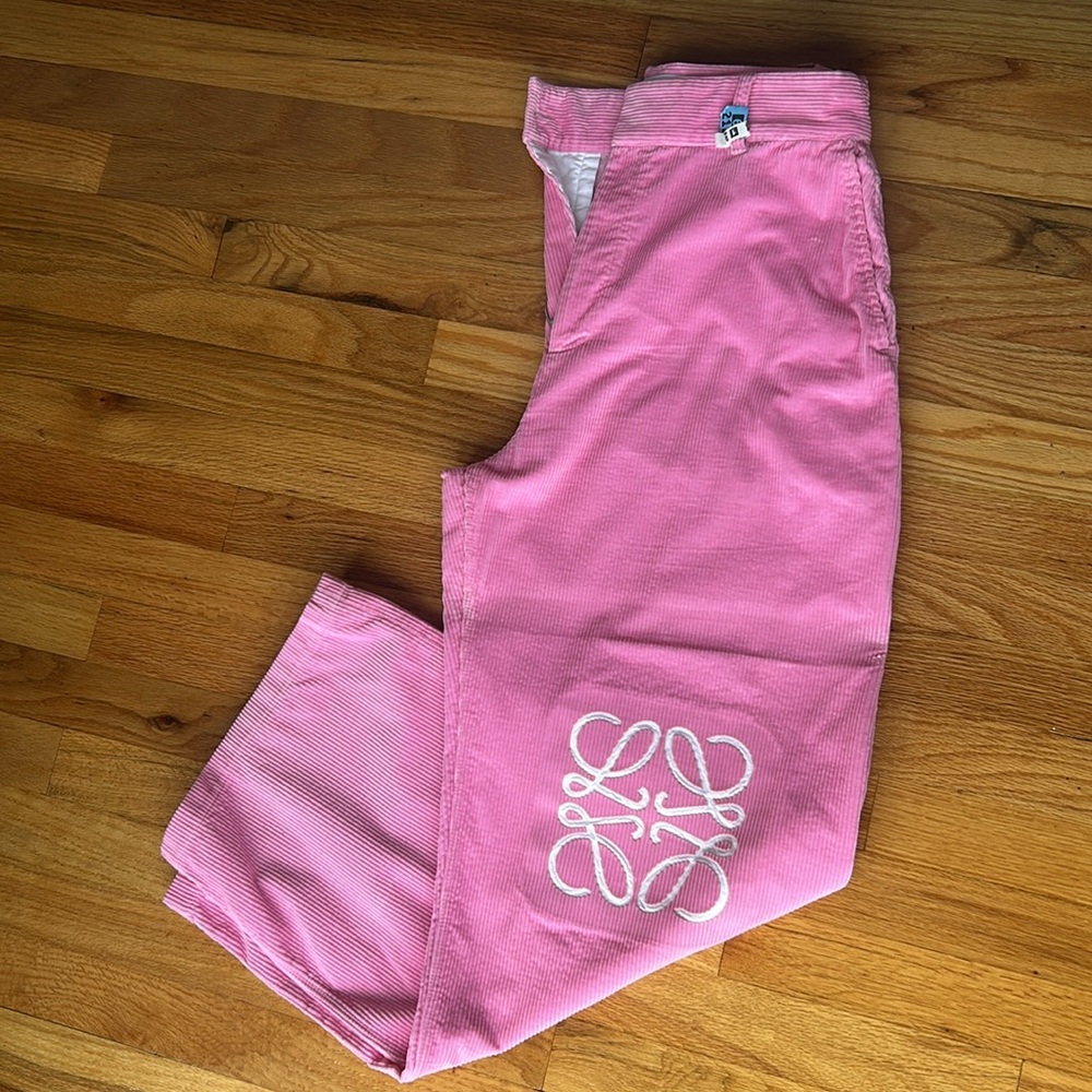 Loewe Pink Corduroy Pants with White Logo
